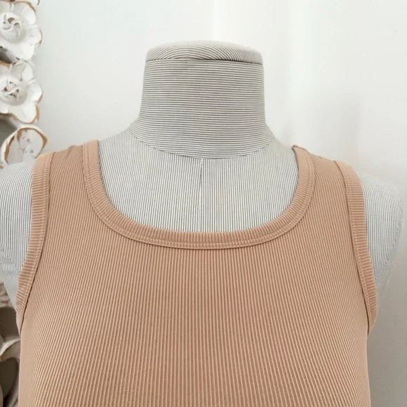 Tan/Beige Basic Ribbed Tank Top - Picture 9 of 9
